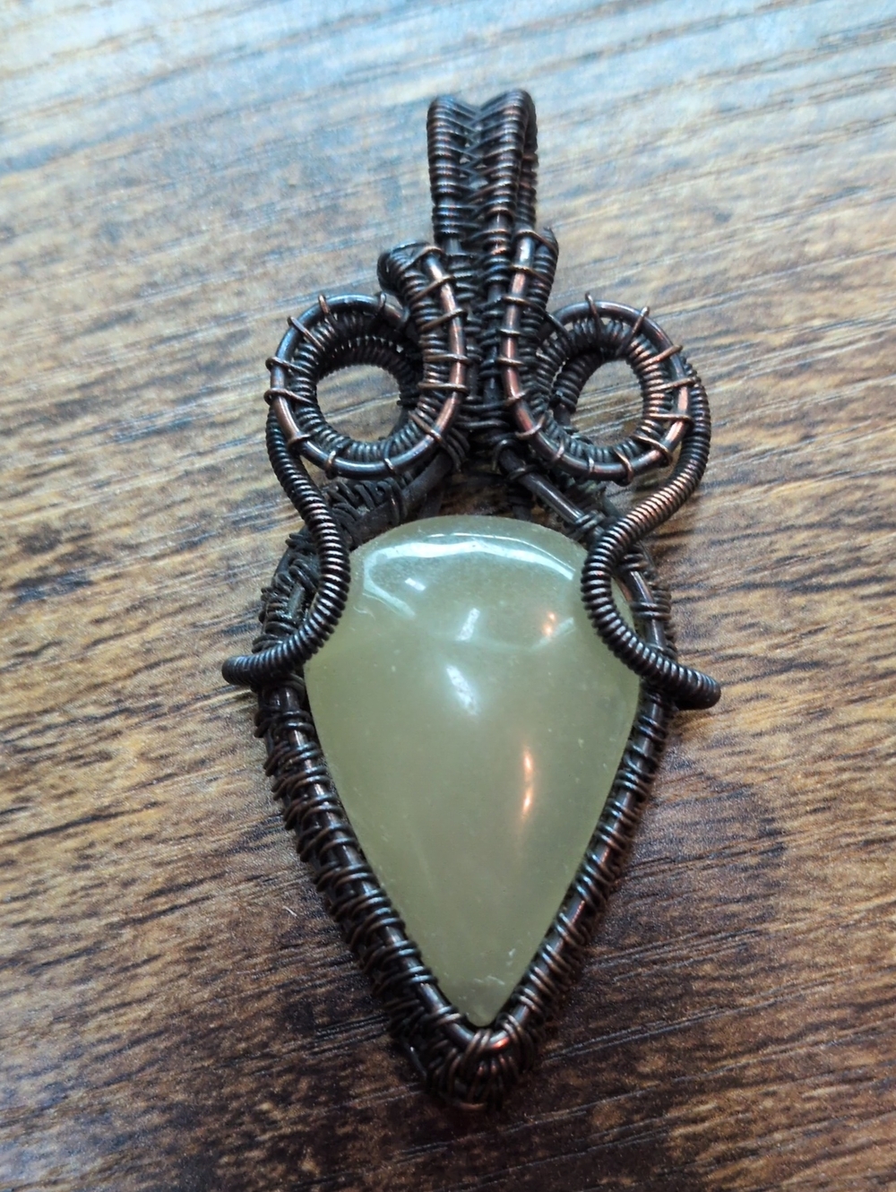 Handmade Wire-Wrapped Lemon Agate Pendant Necklace